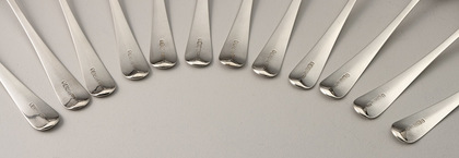 Scottish Georgian Silver Tablespoons (Set of 12, each individually numbered) - Francis Howden